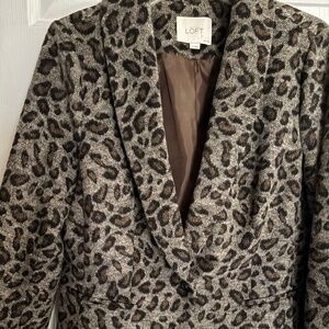 NWOT Loft Brown Animal Print Heavy Jacket Size L/P